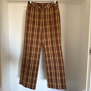 HIDEMI plaid woven wide leg pants